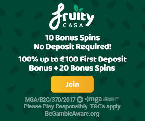 Fruity Casa Casino 150% up to €250 and 10 free spins bonus
